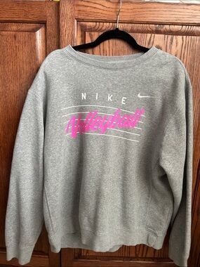 Nike Gray Crewneck Sweatshirt with Pink 'Volleyball' Script